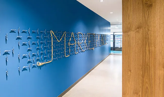 Bright colors in an interior space help boost productivity and comfort in schools